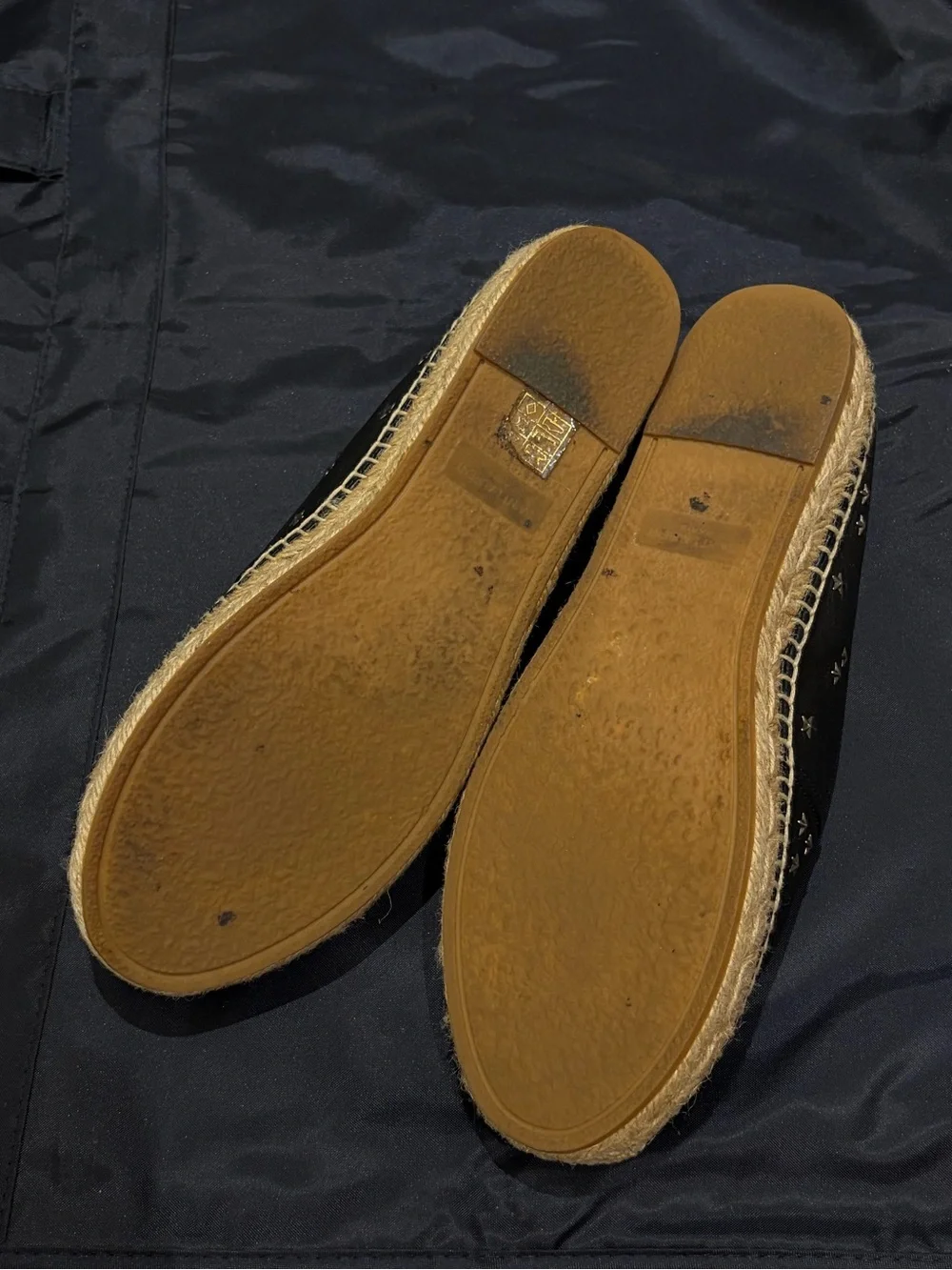 Saint Laurent Black Leather Espadrilles with Gold Star Stitching